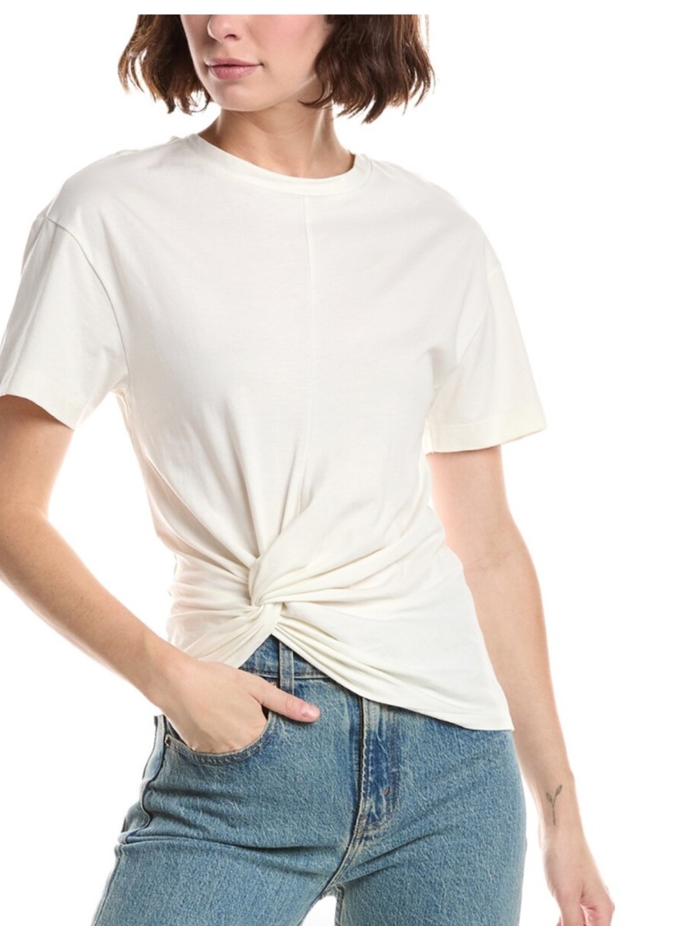 rag & bone Mica Twist-Detail Draped Cotton T-Shirt - NWT